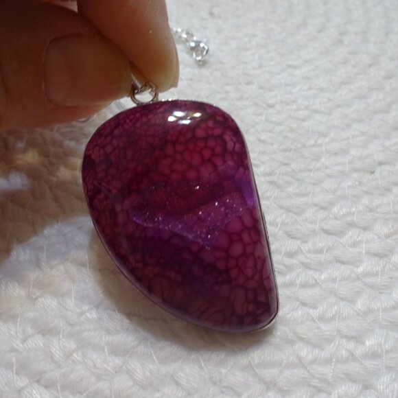 Beautiful PINK SOLAR AGATE Handmade Sterling 925 Pendant/Chain #867C - Picture 2 of 3